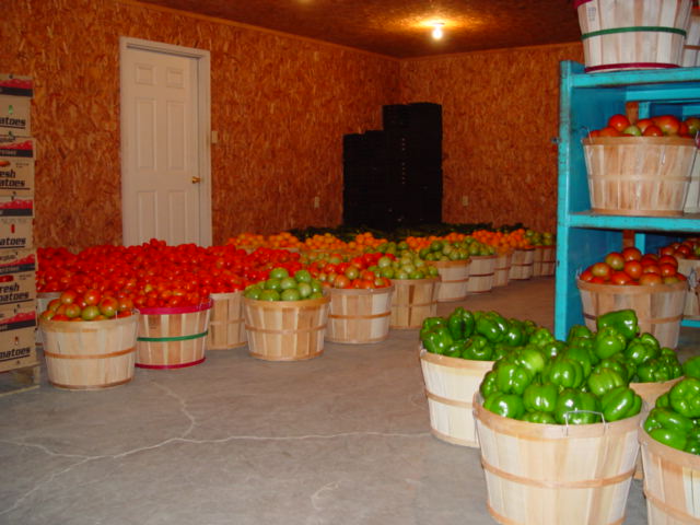Baskets of harvested crops